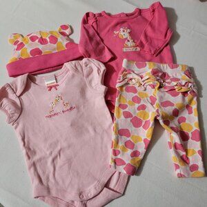 Gymboree Jolly Giraffe NWT Outlet 0-3 month Light pink Bodysuit, NWOT Outlet Hat